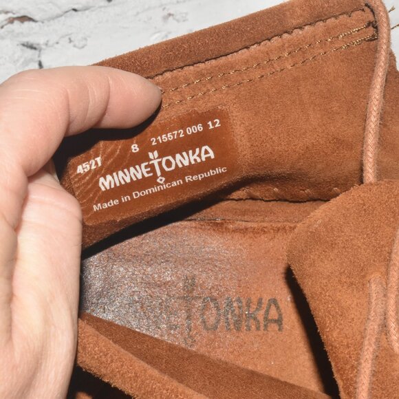 MINNETONKA Venice Western Bootie Suede Fringe Moccasin Shoes Size 8 - Picture 2 of 5